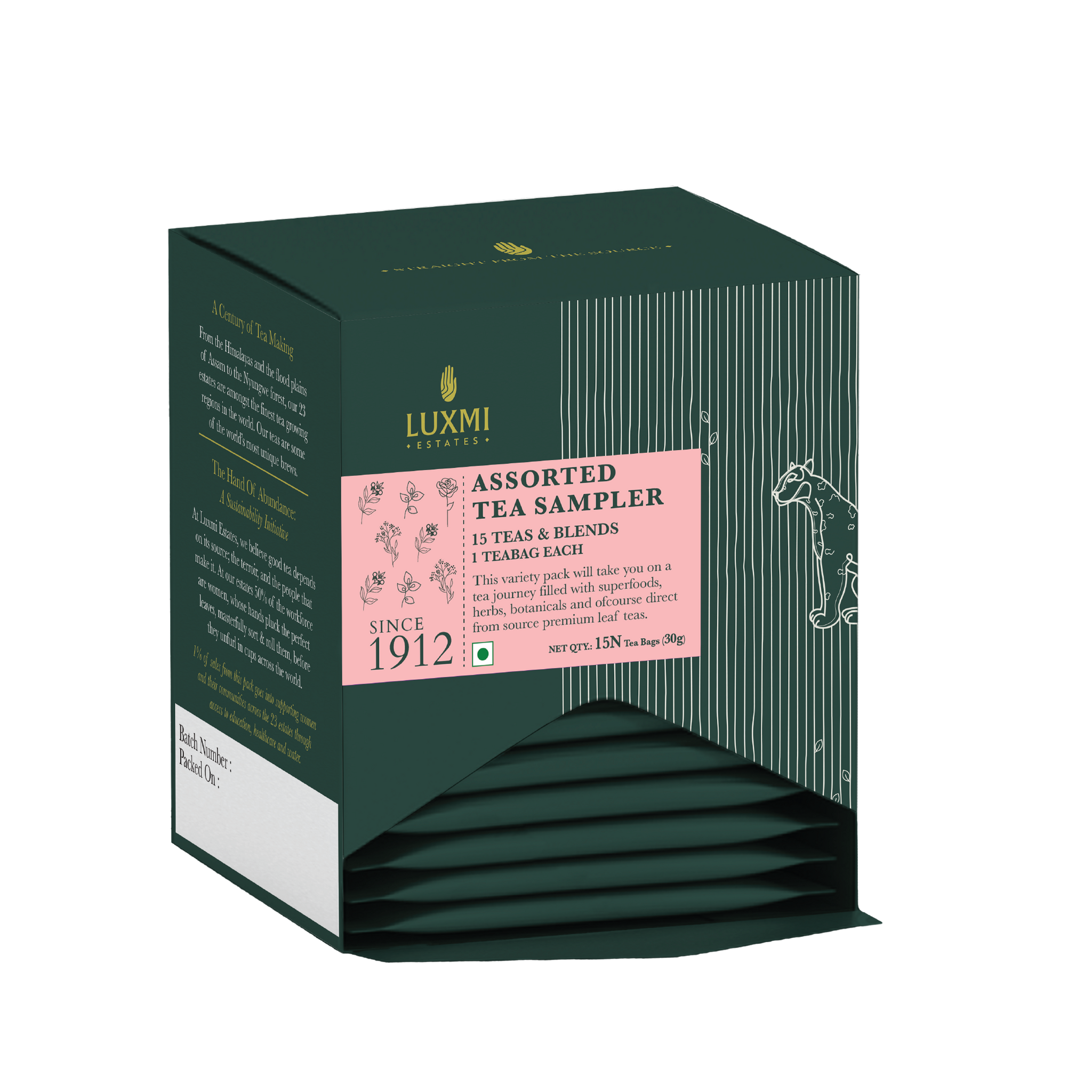 Luxmi Estates Sampler Tea Assortment | 15 TEA BAGS | 15 TB *2g = 30g