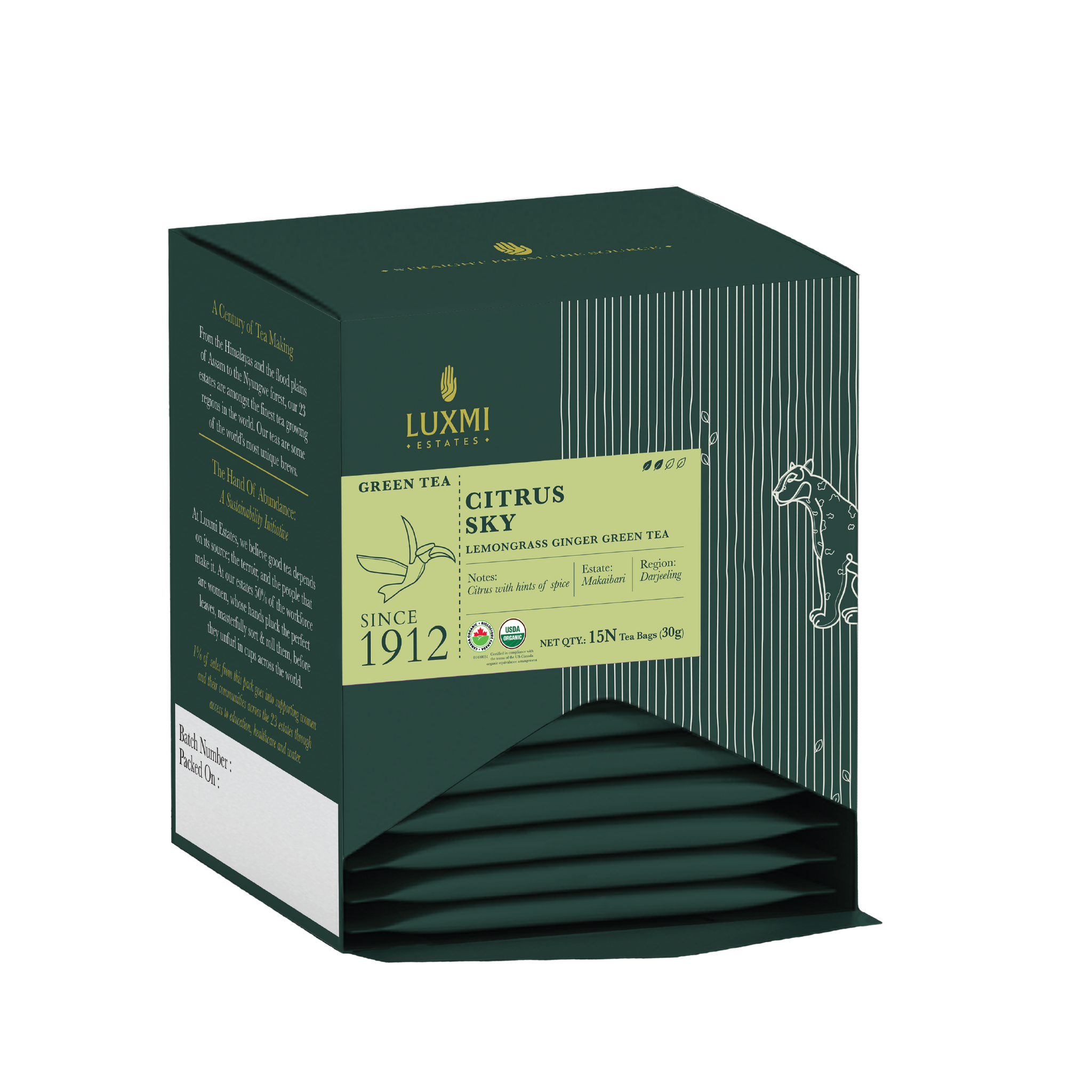 Lemongrass Ginger Green Tea | 15 Tea Bags | Organic Green Tea