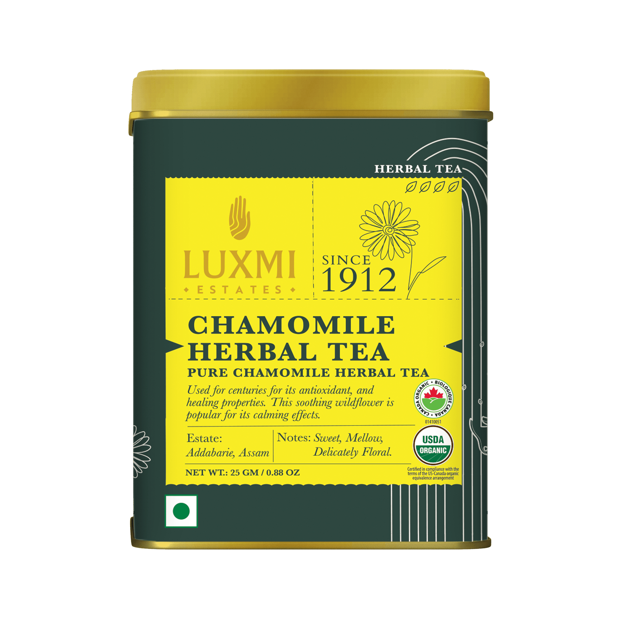 Chamomile Pure Tea | 25gm | Organic Herbal Tea - Luxmi Estates